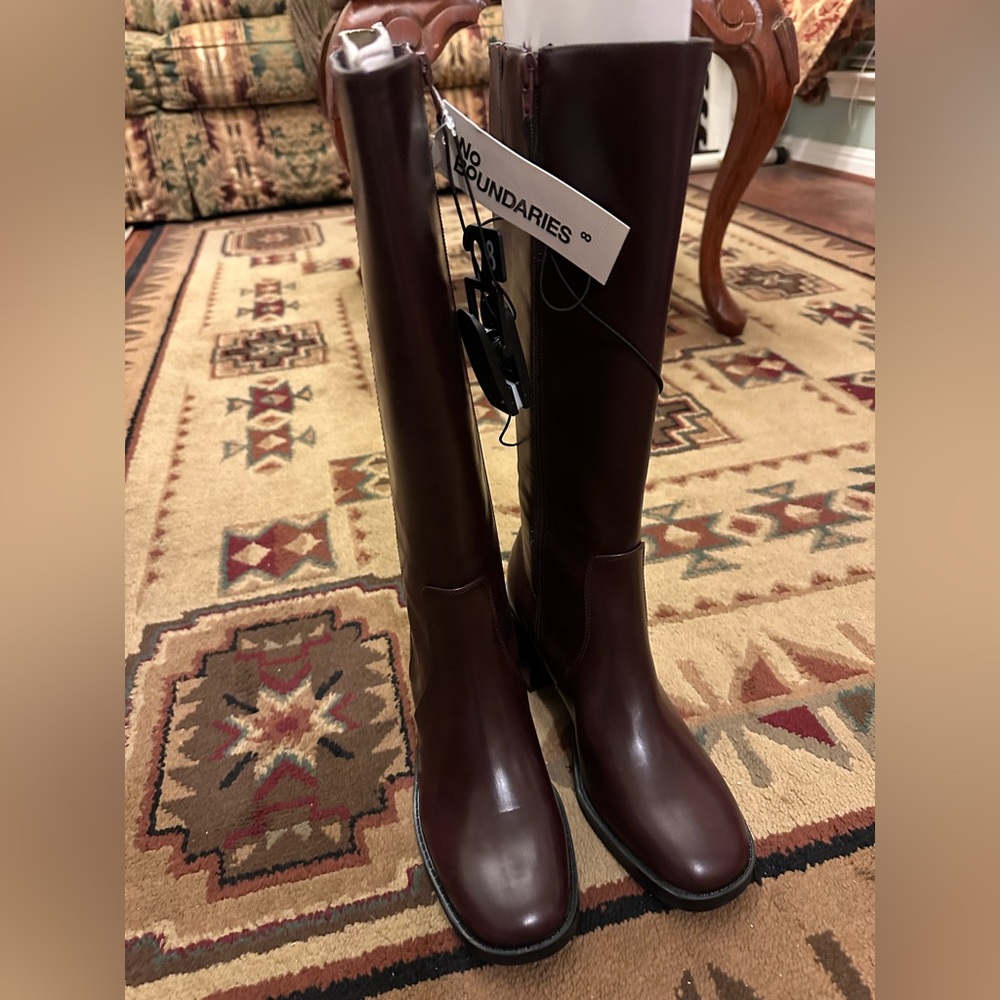 No Boundaries Tall Riding Boots - Burgundy. Size 8 new with tag.